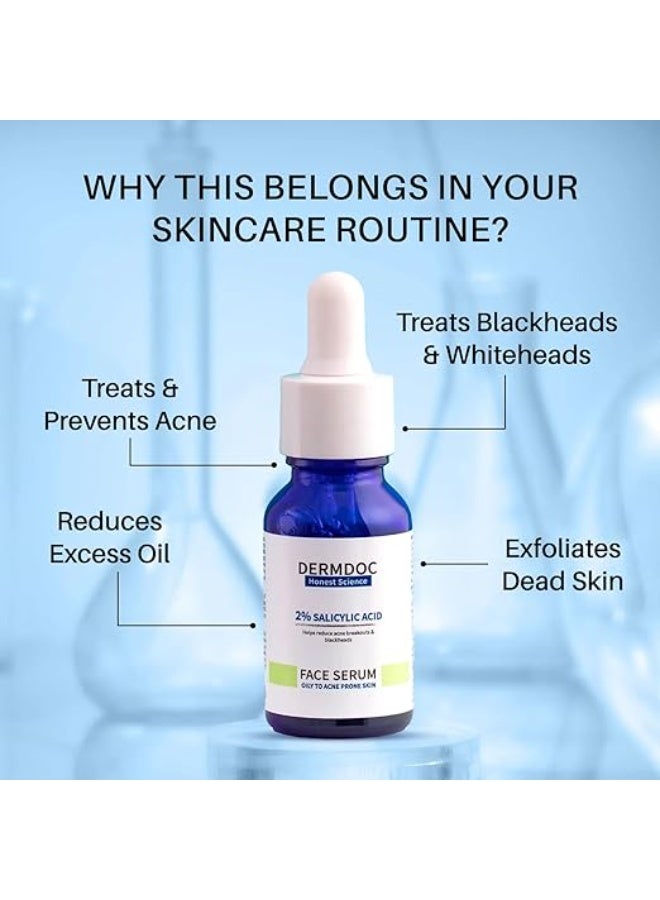 DERMDOC 2% Salicylic Acid Face Serum for Oily and Acne-Prone Skin, Zero Irritation, Water-Based, 15ml - Image 4